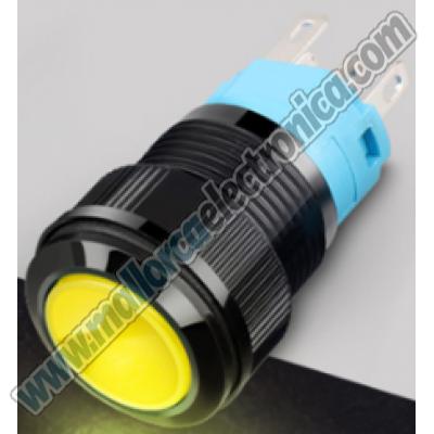 Interruptor 16mm Plastico 9-24v LED AMARILLO 