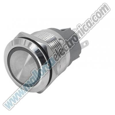 Pulsador Metalico DC 12/ 24 V  16 mm con Luz LED AZUL on-off-on / off-on-off