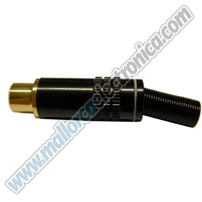 CONECTOR  RCA  Hembra  Aerea Metal  Cable 6 - 7mm Negro