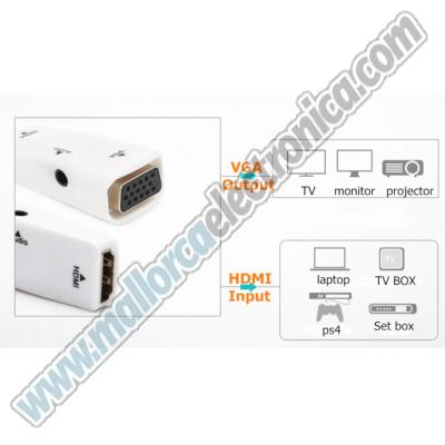 CONVERTIDOR HDMI  H a  VGA  H + Audio  Resolution 720P/1020 I / 1080P   ( cable opcional )