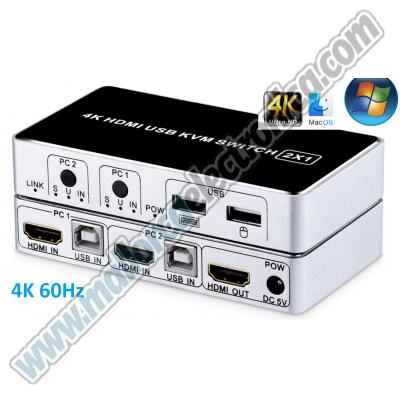 KVM Switch HDMI 2 Port 4K 60Hz USB