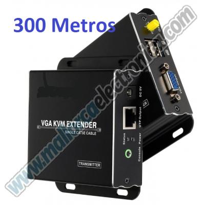 KVM EXTENDER VGA USB x 2 POR CaT5e- Cat-6 / 300m 1080P 60Hz 
