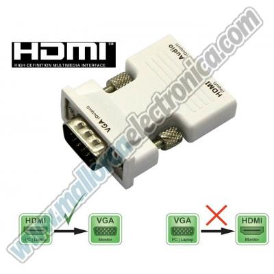 CONVERTIDOR  HDMI 1080P + AUDIO Estereo / VGA Salida / Cable Usb Alimentacion 