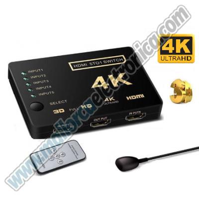 CONMUTADOR  HDMI  5 entradas  1  salida   (con repetidor de mando) 4K