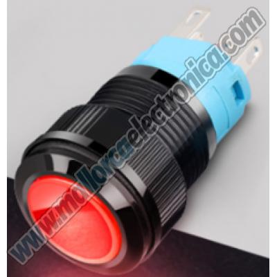Interruptor 16mm Plastico 9-24v LED Rojo