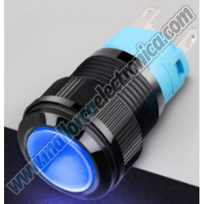 Interruptor 16mm Plastico 9-24v LED Azul