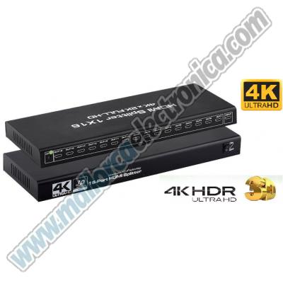 SPLITTER  HDMI  4K 2D  1 entrada  16 salidas FULL HD 1080P (3840x2160 @ 60Hz)