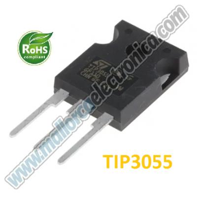 Transistor, TIP3055, NPN 15 A 60 V TO-247, 3 pines, 3 MHz