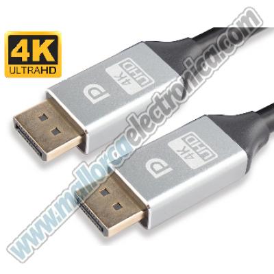 Conexion Displayport  M-M 4K / 2K UHD  24-30AWG 144Mhz 32.4 Gbps  1.8 m