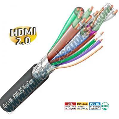Foto del artículo  Cable HDMI 2.0  5 x 2 x 24AWG BC 4 x 28AWG BC Pantalla Cinta Al + Trenza Al 50%