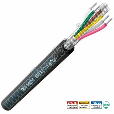 Cable 6 x 0,25mm² TC Pantalla Cinta Al + Trenza TC 80% Cubierta PVC UL2464, VW-1, DIN 47100 