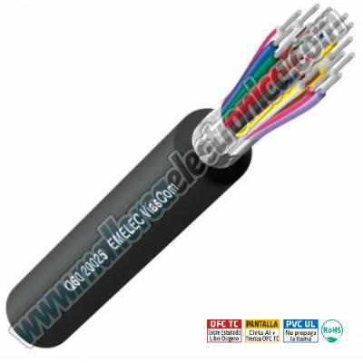 Cable 20 x 0,25mm² TC Pantalla Cinta Al + Trenza TC 80% Cubierta PVC UL2464, VW-1, DIN 47100 