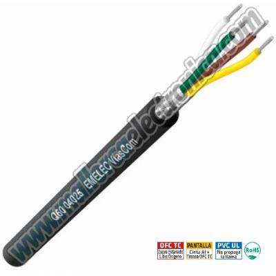 Cable 4 x 0,25mm² TC Pantalla Cinta Al + Trenza TC 80% Cubierta PVC UL2464, VW-1, DIN 47100 