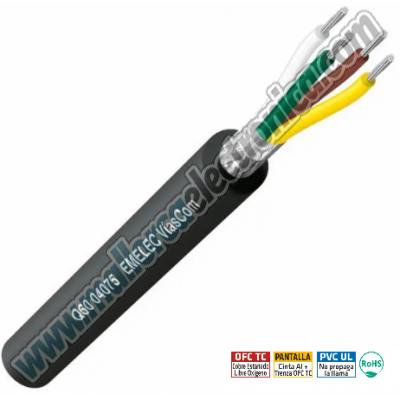 Cable 4 x 0,75mm² TC Pantalla Cinta Al + Trenza TC 80% Cubierta PVC UL2464, VW-1, DIN 47100 