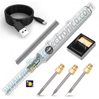 MICRO SOLDADOR ELECTRONICO RECARGBLE USB + SOPORTE 330-350°C / 370-400.°C/ 430 °C-450 °C 