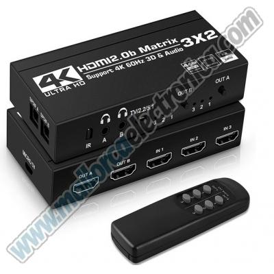 SPLITTER  HDMI  4 IN X 3  OUT FULL 4K 60Hkz HD 1080P 3 D salida Audio Digital SPDIF  & Analogico JACK ST