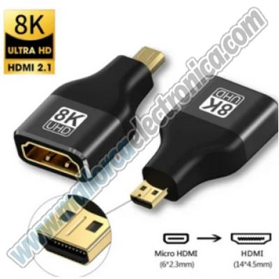 Adaptador HDMI 8K 60Hz 4K 120Hz  hembra HDMI / Macho Micro HDMI