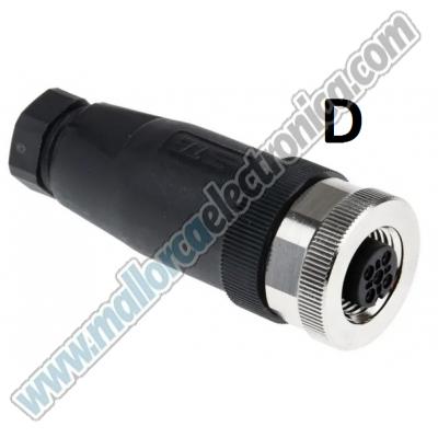 CONECTOR M-12  "D"  4 Pins Macho aerea  250v  4 A   IP-67