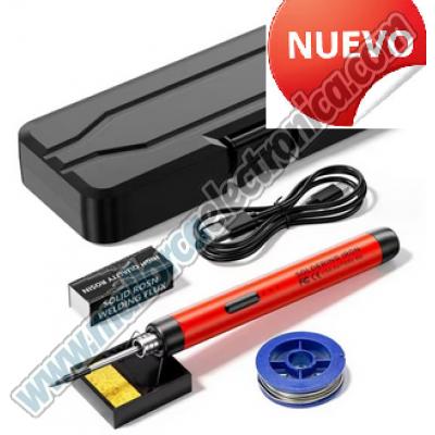 MICRO SOLDADOR ELECTRONICO RECARGABLE USB + SOPORTE   330-350°C / 370-400.°C/ 430 °C-450 °C 