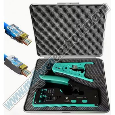 Kit de herramientas de crimpado Ethernet RJ-45 con pelacables y cortador 