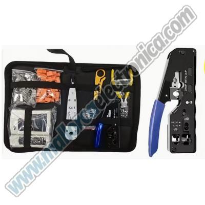 Kit de herramientas de crimpado Ethernet RJ-45 con pelacables y cortador 