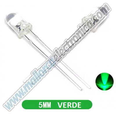 Diodo LED 5mm Verde 525nm 20.000mcd 3V 100mW 20mA