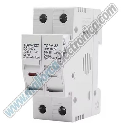 Porta Fusible 10 x 38 DC 2 Polos