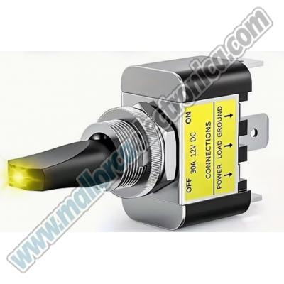 Interruptor de palanca de 2 posiciones con lámpara LED 3 pines 30A/12VDC