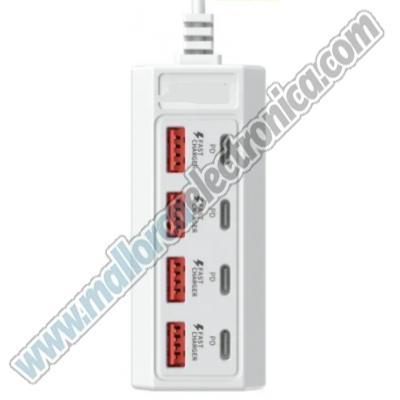 Regleta de Carga USB y USB-C 25W con 8 Puertos / AC 220V