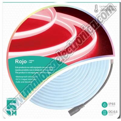 Tira Luces LED Neón 5M Md 12V- ROJO