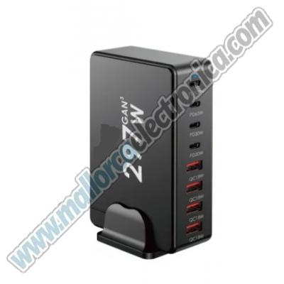 Cargador de escritorio GaN 297W 8 en 1 4 USB-C PD y 4 USB-A QC